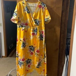 Satin yellow floral dress